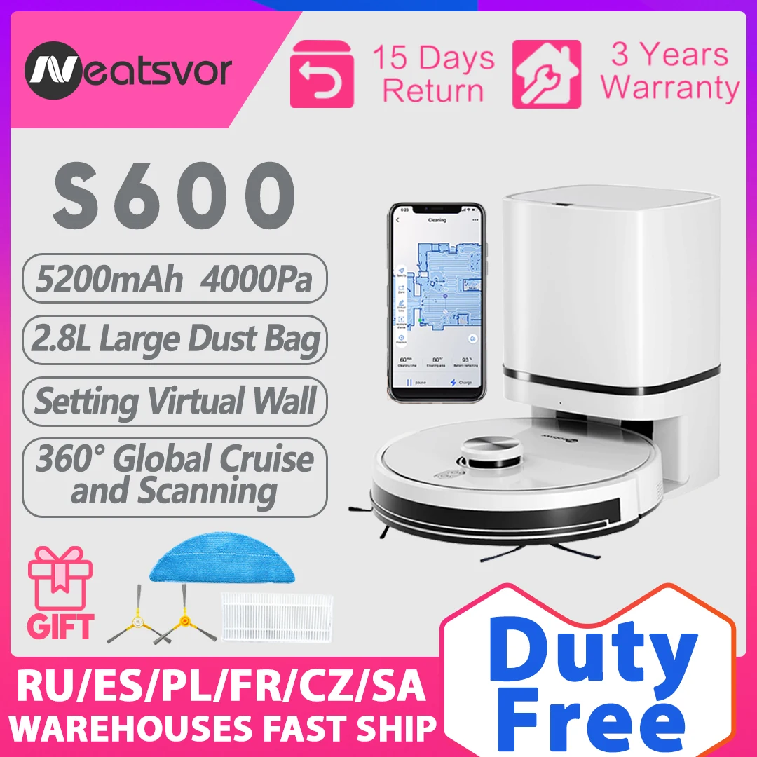 Робот-пылесос NEATSVOR S600 с лазерной навигацией 4000 Па | Бытовая техника