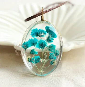 Сушеный цветок ожерелье forget-me-не настоящее живое растение Посеребренная Подвеска Бижутерия Ожерелье с цветами - Окраска металла: huayuguo0079