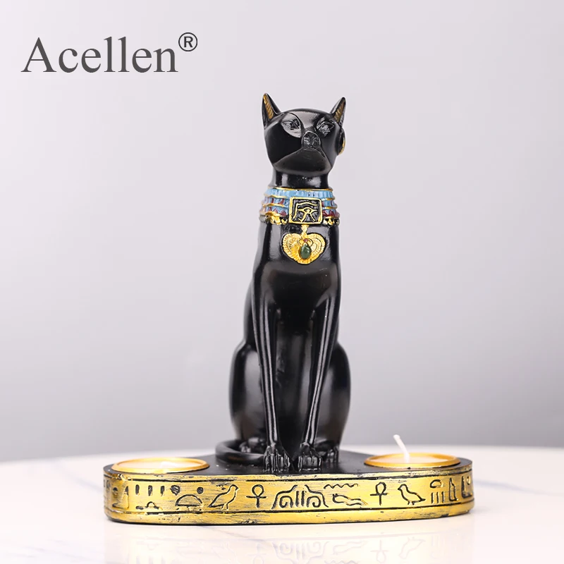 Египетский котик подсвечник полимерная статуэтка украшение винтажная богиня