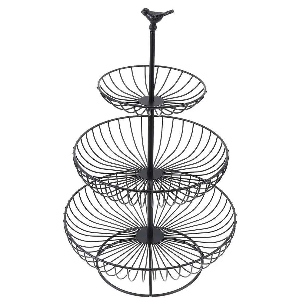 

1pc Iron Art Storage Basket 3-tier Candy Snack Cookie Storage Holder (Black)