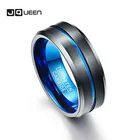 Мужское кольцо JQUEEN 8 мм из карбида вольфрама синее и Черное Матовое покрытие со скошенными краями обручальное кольцо размеры от 4 до 17 Качество AAA