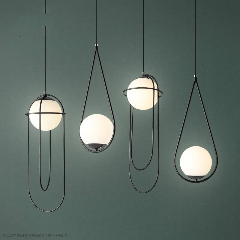

Nordic chandelier simple restaurant bar bedside single head small chandelier post modern bedroom chandelier lamps LB032106