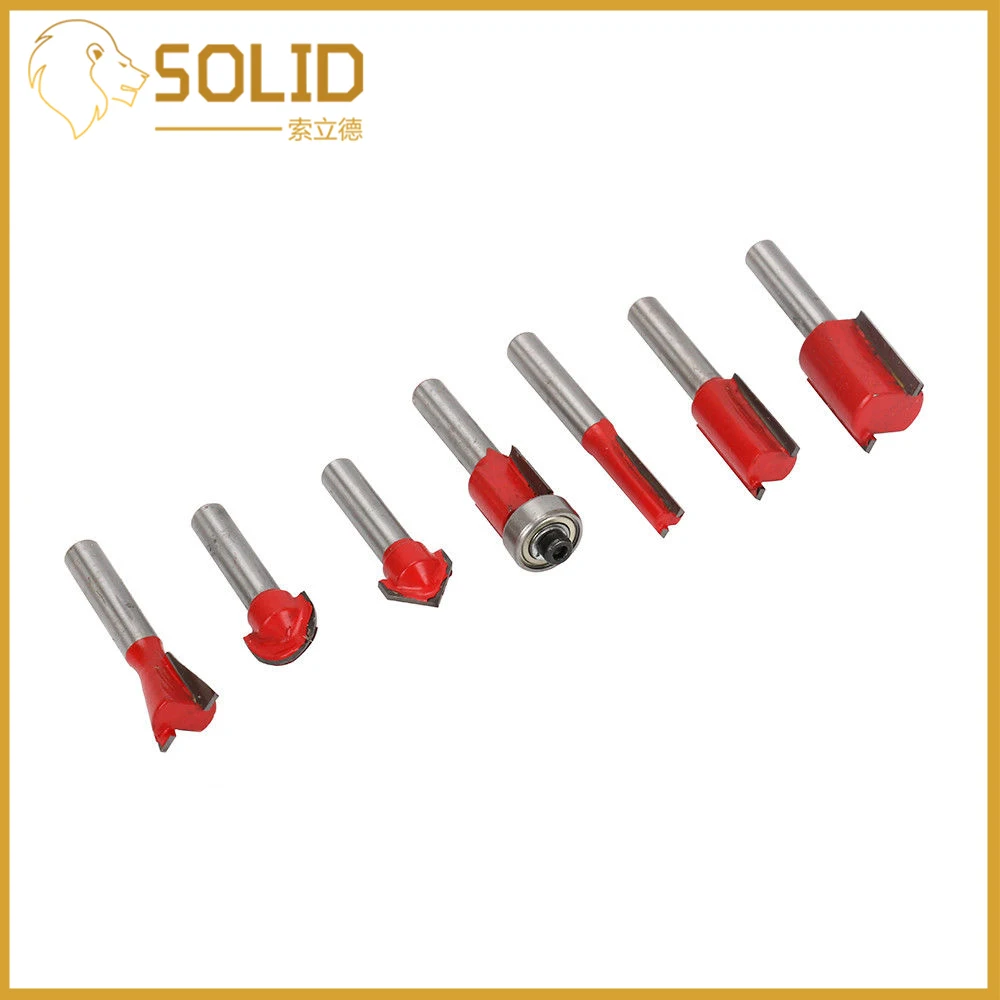 

12Pcs Router Bits Set 1/4" Shank Straight End Mill Trimmer Cleaning Flush Trim Corner Round Cove Box Bits Tools Milling Cutter