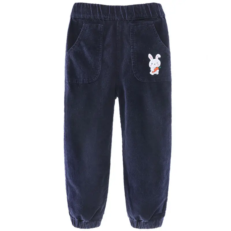 Navy Blue VFOCHI/новые вельветовые штаны для девочек осенние брюки укороченные штаны детские штаны с эластичной резинкой на талии Детская Одежда узкие брюки для маленьких девочек - Цвет: Navy Blue