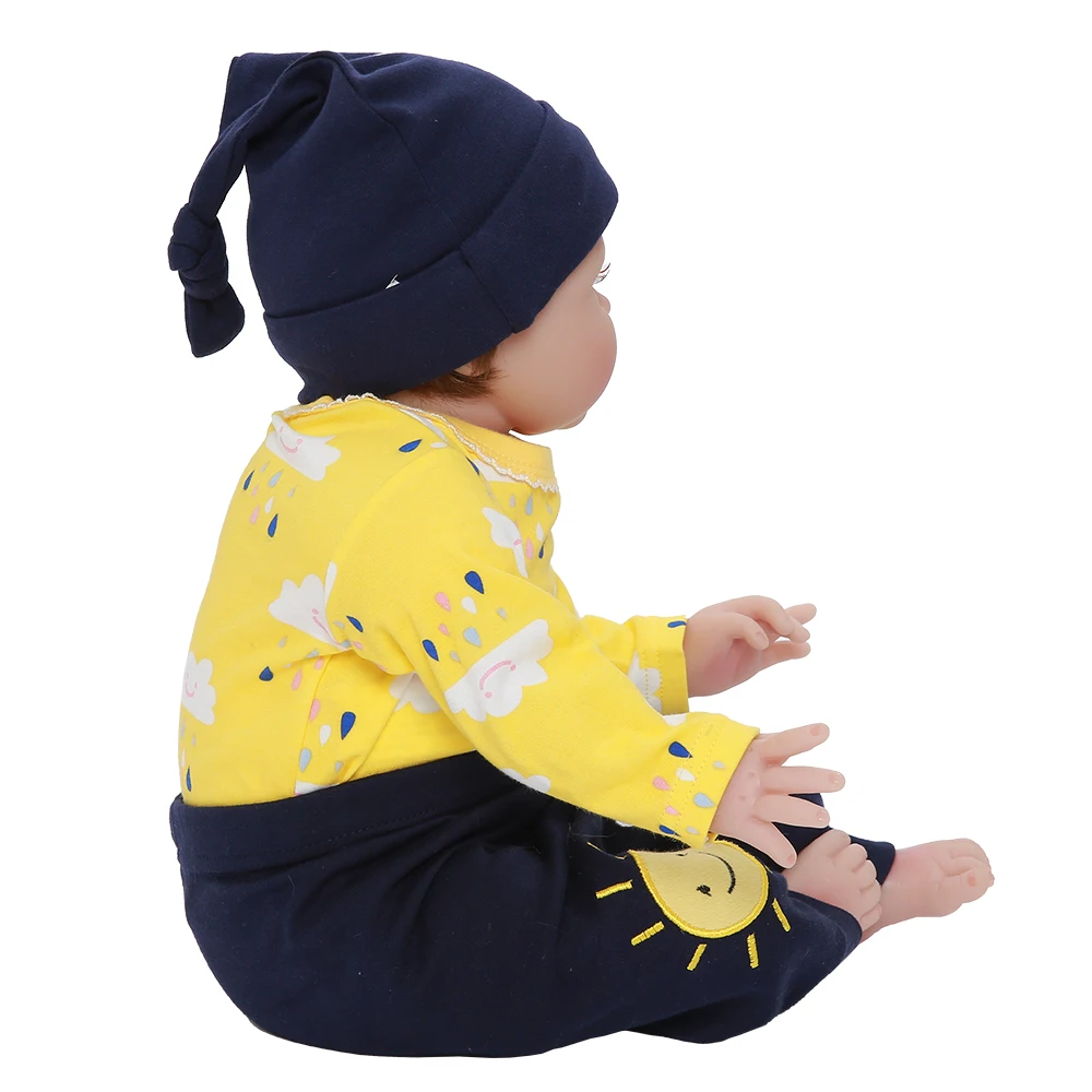 Кукла новорожденная 55 см желтый наряд для новорожденного мальчика подарок