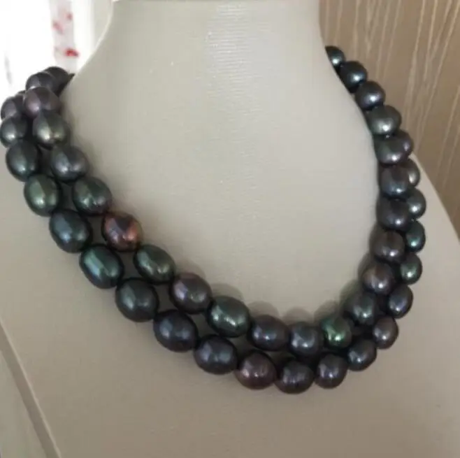 Ювелирное изделие жемчуг Цепочки и ожерелья 11-12 мм таитянские черные зеленые из