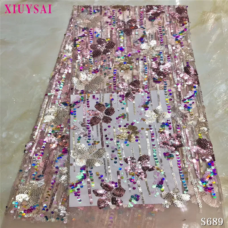 Африканская сетчатая кружевная ткань с блестками 2020 высококачественная