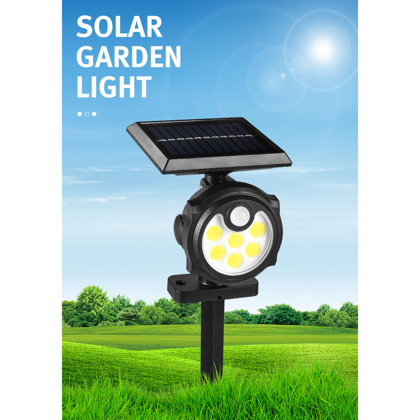 

56COB Solar Powered Light with Ground Stake Human Induction 3Mode IP65Waterproof Outdoor Landscape Spotlights Garden Solar Light