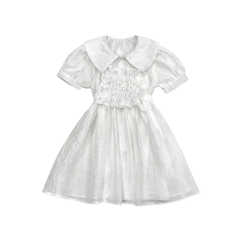

Girls French sweet puff sleeve dress 2021 summer new girl design princess dress