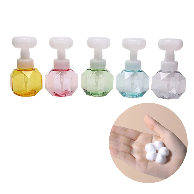 

New 300ml Liquid Soap Dispenser Flower Shape Foam Foaming Pump Empty Bottle Plastic Clear Bottle Shower Gel Foam Pump Bottle