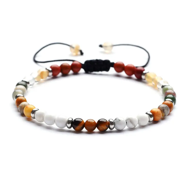

4mm Natural Stone Energy Bead Handmade Rope Braided Charm Bracelets Party Club Decor Jewelry For Women Men