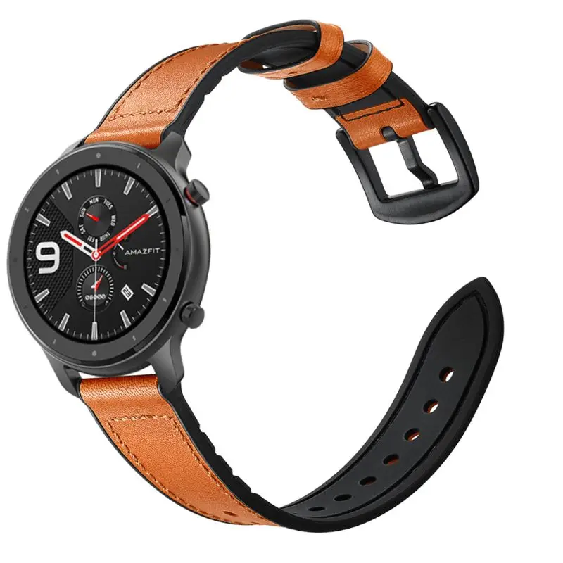 Yellow 1 шт. ремешок для часов из натуральной кожи ремешок для AMAZFIT GTR 42 мм/47 мм Смарт-часы - Цвет: Yellow