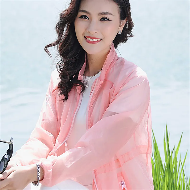 Куртка женская Солнцезащитная тонкая модная свободная ветровка с воротником