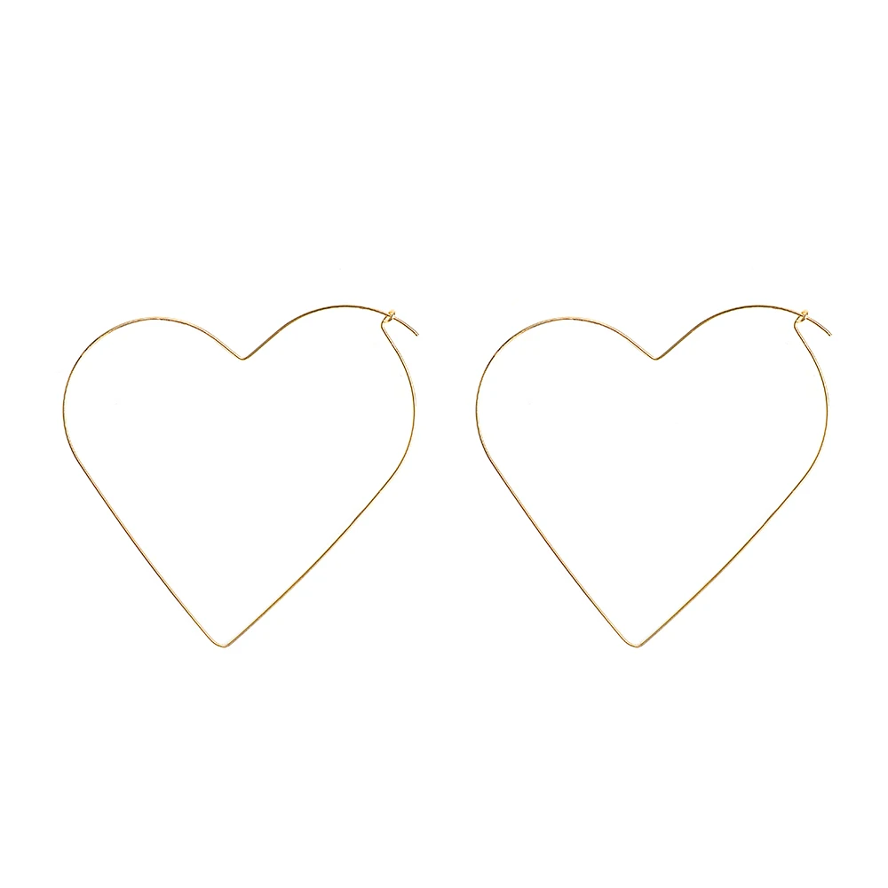 

Fashion personality Hyperbole Hollow Simple Large Heart Pentagram Shaped Hoop Earrings Jewelry for Women street trendy decoratio