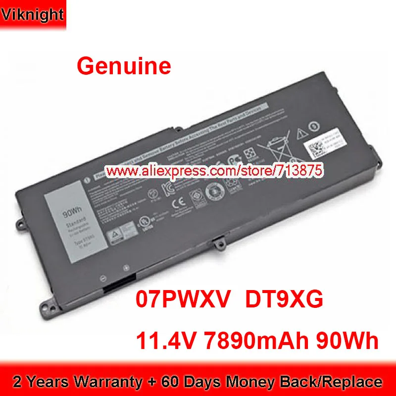

Genuine 7PWKV Battery DT9XG for Dell Area 51m ALWA51M ALWA51M-D1733B ALWA51M-D1968W 11.4V 7890mAh 90Wh