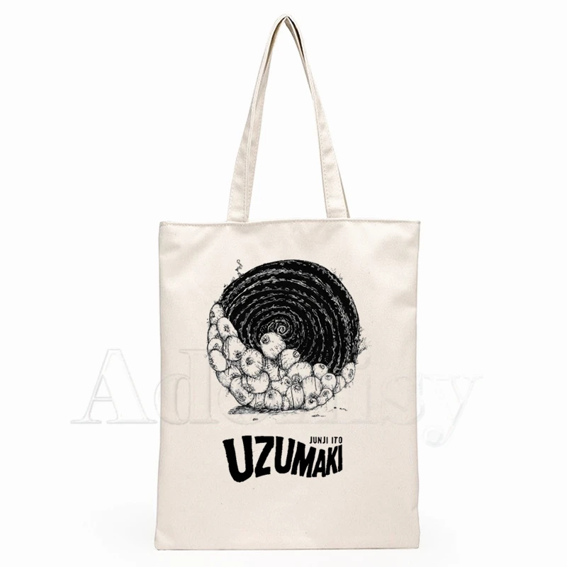 Junji Ito Fashion Canvas Bag Women Girls Simple Large Capacity Storage Handbag Shoulder Tote Reusable Student Bookbag | Багаж и сумки