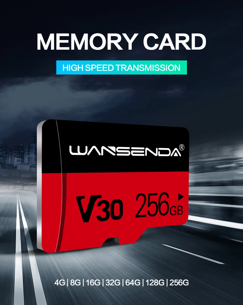 WANSENDA новая карта Micro-sd, 4 ГБ, 8 ГБ, 16 ГБ, 32 ГБ, 64 ГБ, 128 ГБ, 256 ГБ, карта памяти, tf-карта с бесплатным адаптером для смартфонов/планшетов