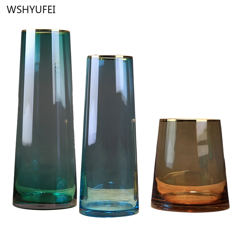 

Modern simple Phnom Penh transparent glass vase decoration light luxury living room flower arrangement hydroponic ornament