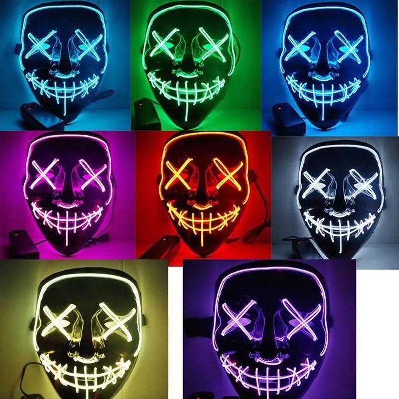 2pcs/lot Halloween LED Light Up Party Masks The Purge Election Year Great Funny Festival Cosplay Costume Glow In Dark | Тематическая