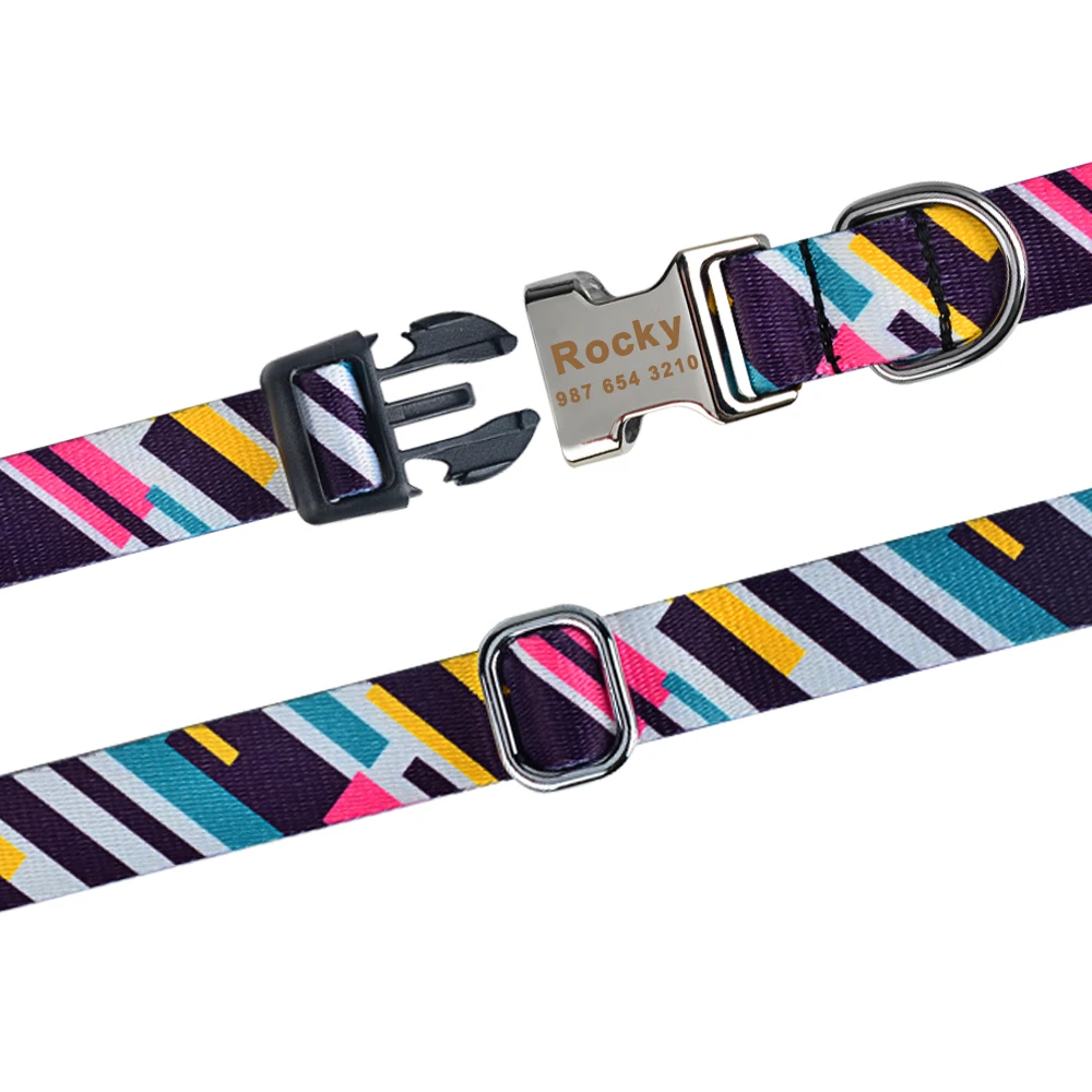 Персонализированный ошейник для собак нейлоновый плед мальчиков и девочек