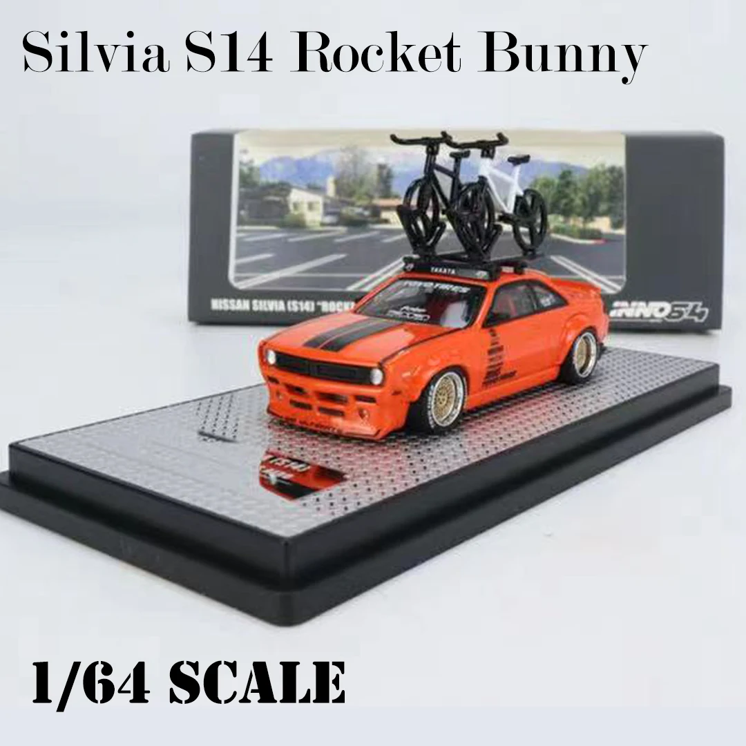 

INNO 1:64 Model Car Nissan Silvia S14 Rocket Bunny Boss Aero Alloy Vehicle Die-cast Collection Pack with Bicycles and Roof Rack