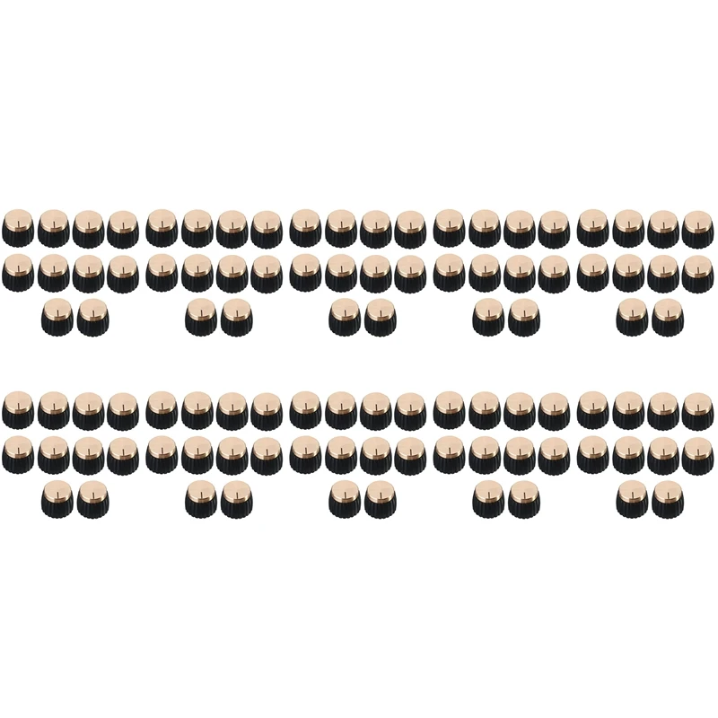 

100x Guitar AMP Amplifier Knobs Push-on Black+Gold Cap for Marshall Amplifier