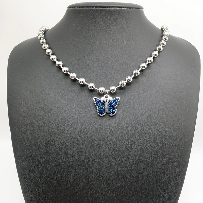 Женское Ожерелье-бабочка из нержавеющей стали 100% металлическое ожерелье-цепочка