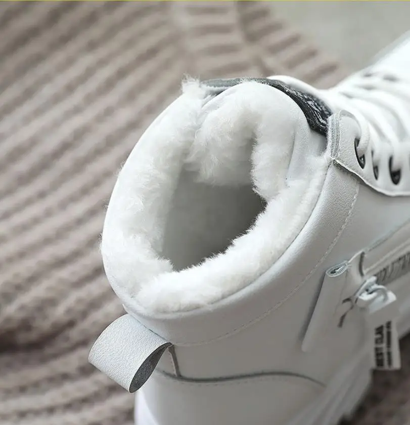 Botas mujer invierno Белые зимние кроссовки с высоким берцем классические женские
