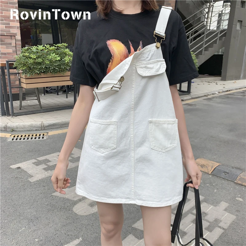 Spring&ampsummer Denim Strap Skirt Women Loose Plus Size All Match Korean Style Streetwear Harajuku Casual Free Shipping | Женская