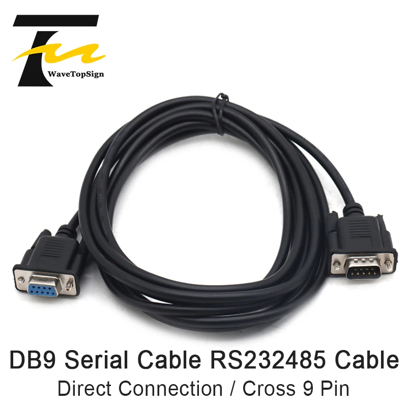 

WaveTopSign 1.5M DB9 Serial Cable RS232 RS485 Cable Male Turn Female COM Port Direct Connection Cross 9Pin Data Extension Cord