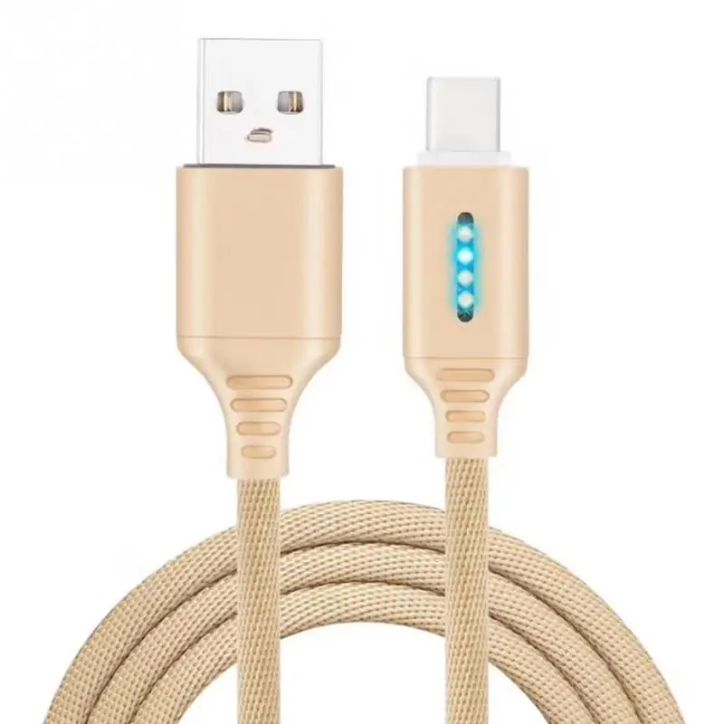 Нейлоновый зарядный кабель Micro USB быстрая зарядка с мигающим светом дисплей type-C Android телефон быстрое зарядное устройство Шнур для iPhone 1 м