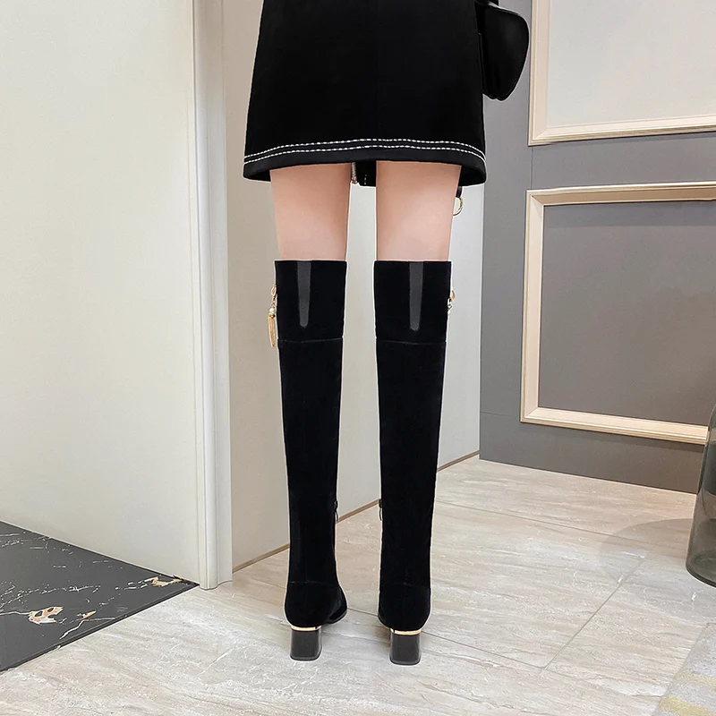

Winter Over the Knee Boots Women Shoes comfy Square Low Heels Thigh Boots Slip On Fashion Stretch Boots Big Size 40-43