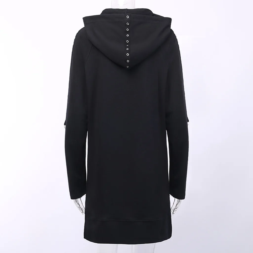 Классические женские длинные толстовки платье готический панк с длинным рукавом