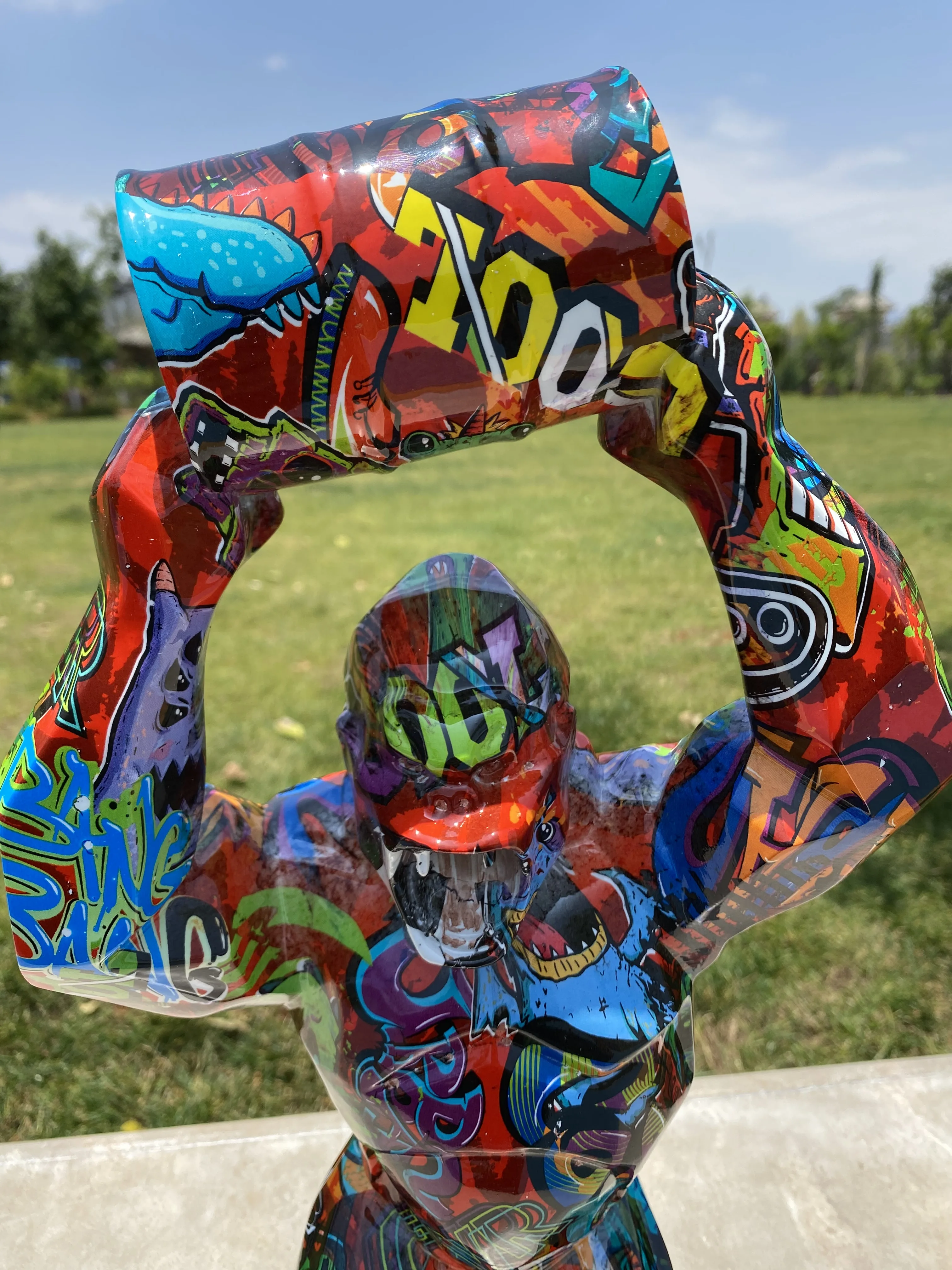 Estatua de escultura de King Kong Gorilla Monkey, arte de Graffiti grande, 40CM, reci&eacute;n llegado-4