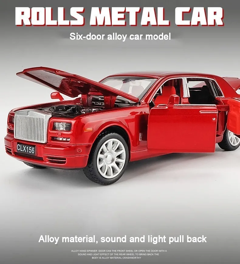 1/36 Rolls Royce Phantom литая под давлением Модель автомобиля игрушки металлический автомобиль Игрушечная модель автомобиля черная удлиненная коллекция лимузина 6 дверей