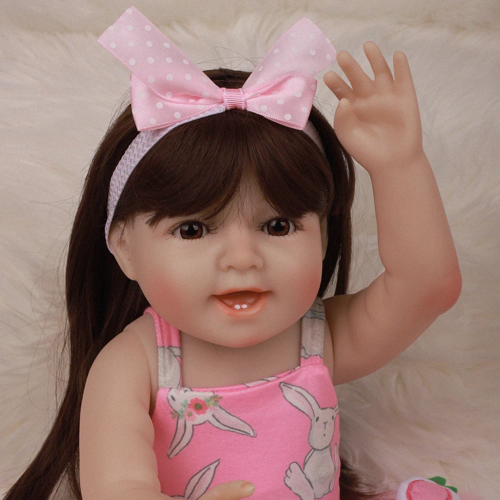 18 &quot47 см милый мягкий силиконовый Reborn Baby Dolls полный корпус волосы игрушка кукла