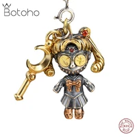 botoho 100 s925 silver retro trend fashion creative thai silver voodoo doll pendant water moon witch men and women doll jewelry