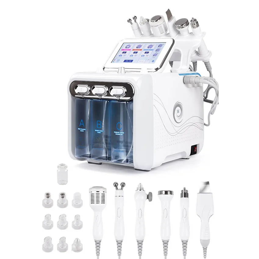 

6 in 1 Facial Hydra Dermabrasion/Water Peel Hydrafacials Microdermabrasion Machine RF BIO Lifting Skin Clean RF Blackhead Acne