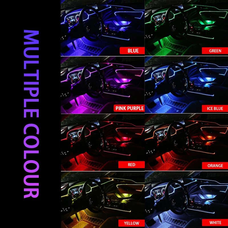 

12V Car Ambient Light Interior Car LED Strip Lights Auto Decoration Neon Light Waterproof RGB LED Strip Car Styling Accessorie