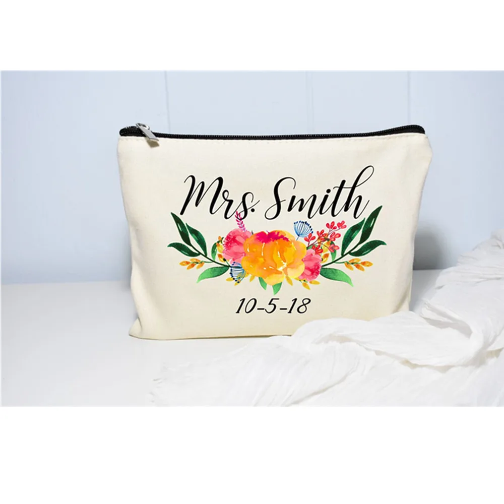 Холщовая косметичка с цветочным принтом для подружки невесты | Багаж и сумки