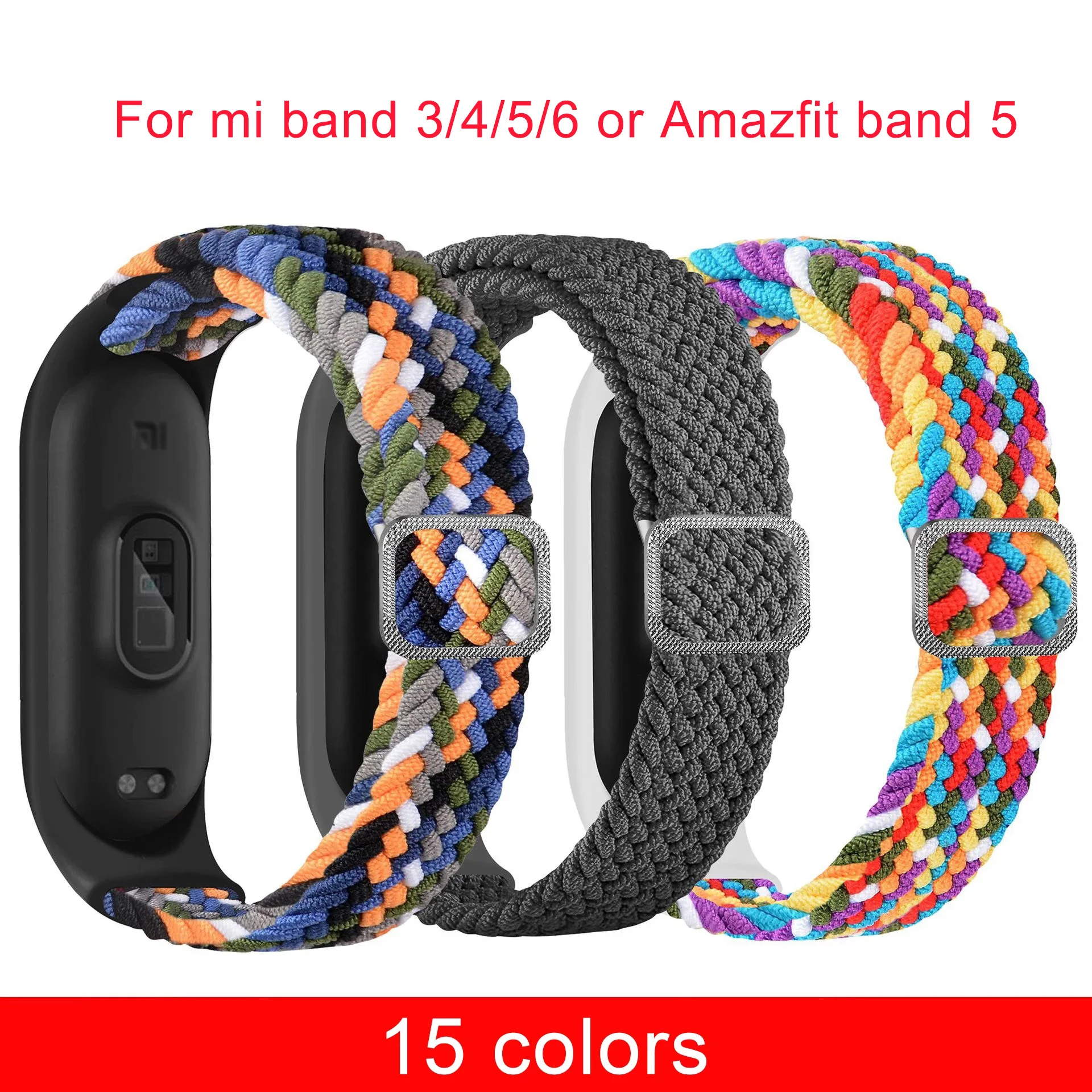 Forwelleny для Xiaomi Amazfit band 5 Mi Band 3/4/5/6 ремешок браслет с регулируемой пряжкой нейлоновый