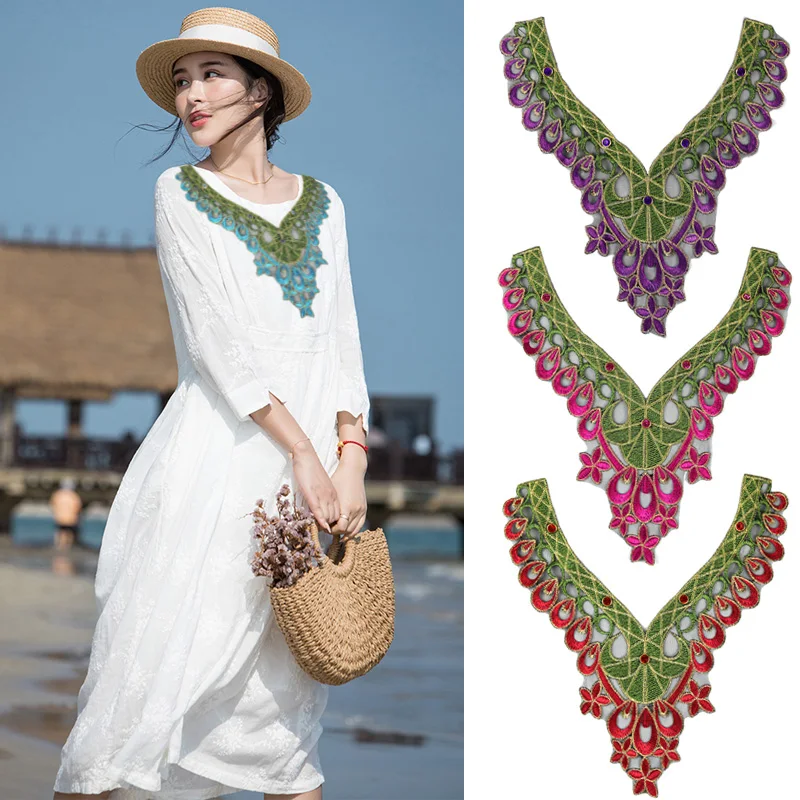 Модная вышивка с алмазным v-образным вырезом декоративные наклейки для одежды