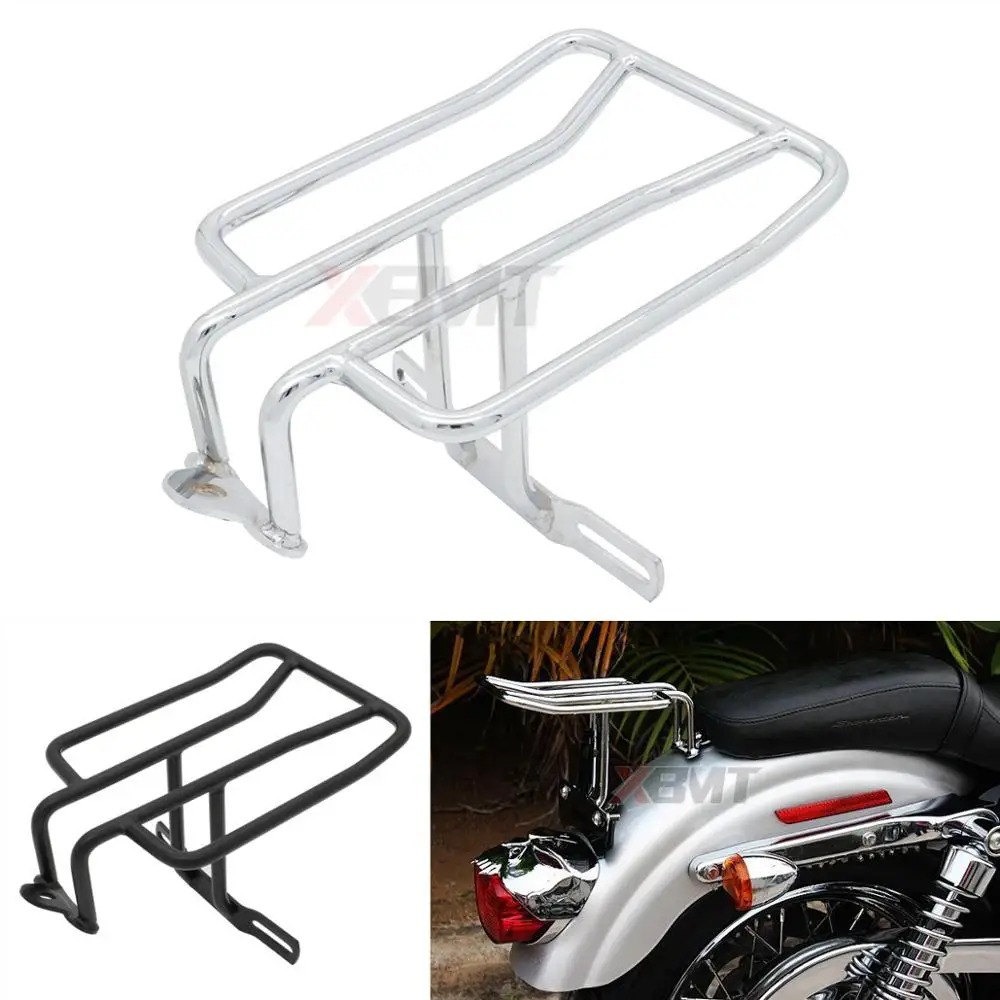 Черный/Хромированный задний багажник из стали для мотоцикла Harley Dyna Sportster XL883 XL1200