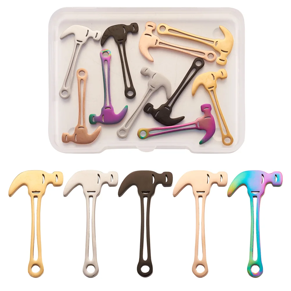 

10Pcs 304 Stainless Steel Pendants Screwdriver Hammer Tools Charms For DIY Necklaces Key Chain Fashion Jewelry Making Decoration