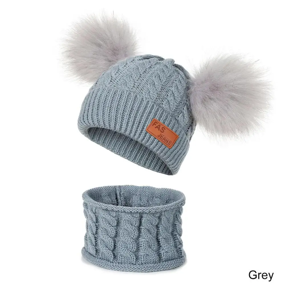 grey3 DMROLES/теплая зимняя шапка для маленьких девочек с помпонами, осенне-зимняя шапка для мальчиков и девочек 0-3 лет, подходит для новорожденных, шапка для детей - Цвет: grey3
