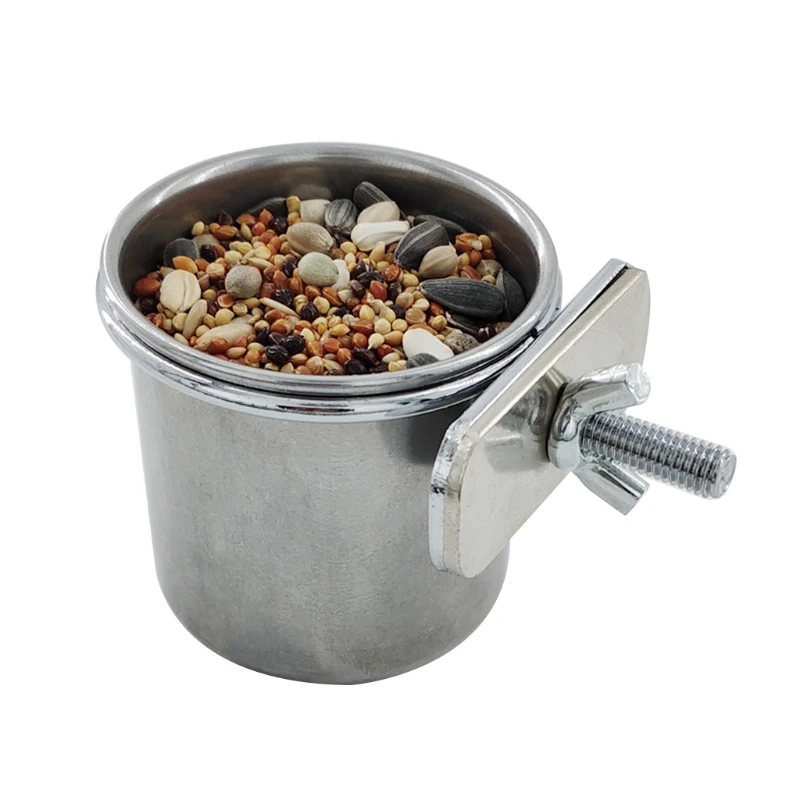 

Pet Birds Hanging Cage Bowl Dish Cup Anti-turnover Stainless Steel Food Feeder 23GB