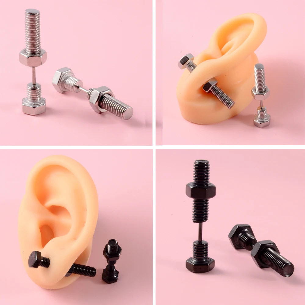 Пара 16gX6mm винтовая гайка вала спираль прокалывания ушей пирсинг для пупка Хрящевые Серьги Поддельный штекер расширитель калибра носилки ювелирные изделия