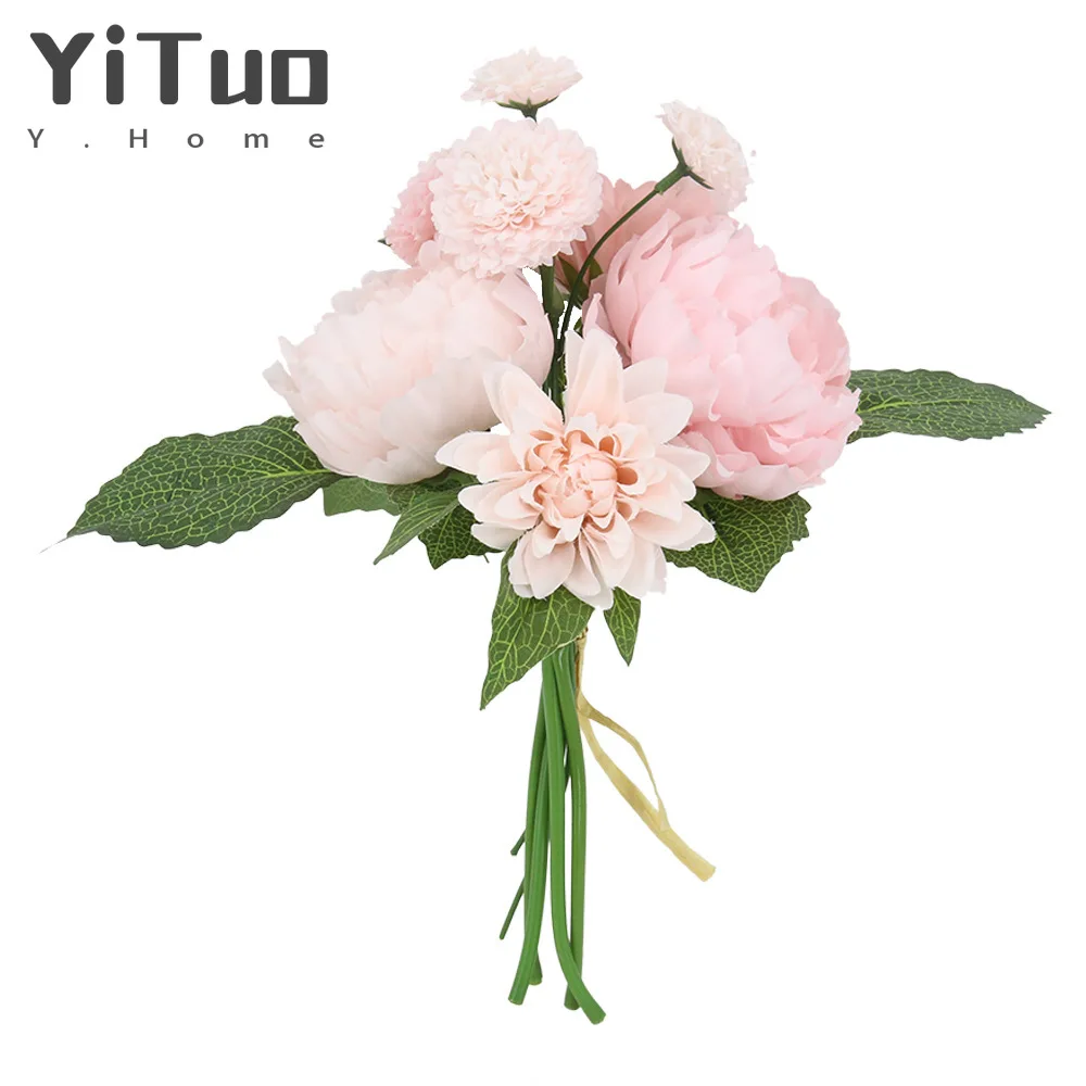 

YiTuo Office Decor Flowers Dahlia Peony Bunch Artificial Flower Wedding Home Decoration GF16399