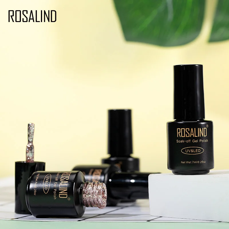 Гель-лак для ногтей ROSALIND блестящее Платиновое покрытие верхнее УФ-лампы маникюра