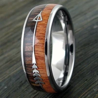 8mm men rings fashion for women ring wood inlay arrow engagement wedding rings jewelry gift accessories